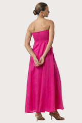 Talia Linen Pintuck Maxi Dress in Ultra