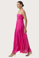 Talia Linen Pintuck Maxi Dress in Ultra