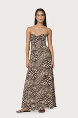 Melody Linen Maxi Dress in Zebra