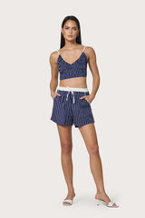 Donovan Poplin Short in Indigo Stripe