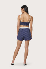 Donovan Poplin Short in Indigo Stripe