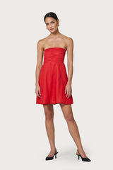 Talia Linen Mini Dress in Rouge