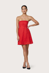 Talia Linen Mini Dress in Rouge