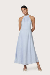 Piper Linen Maxi Dress in Misty Blue
