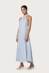 Piper Linen Maxi Dress in Misty Blue