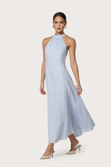 Piper Linen Maxi Dress in Misty Blue