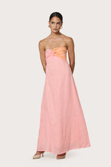 Melody Linen Maxi Dress in Peach