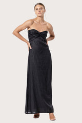 Melody Linen Maxi Dress in Black
