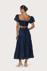 Oscar Linen Skirt in Navy