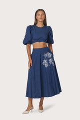 Elanor Embroidered Poplin Top in Byzantine