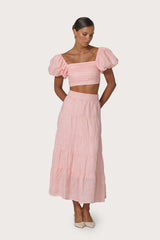 Oscar Linen Top in Pink Lady