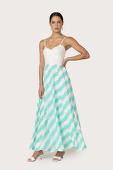 Meela Maxi Linen Dress in Tropical Stripe