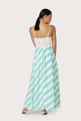 Meela Maxi Linen Dress in Tropical Stripe