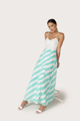 Meela Maxi Linen Dress in Tropical Stripe