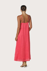 Marra Pleated Linen Maxi Dress in Melon