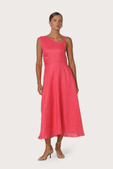 Tango Asymmetrical Linen Dress in Melon
