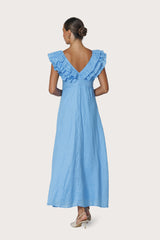 Scarlett Maxi Linen Dress in Neu Bleu