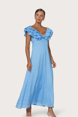 Scarlett Maxi Linen Dress in Neu Bleu