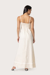 Candice Linen Maxi Dress in Almond