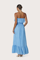 Pari Maxi Linen Dress in Neu Bleu
