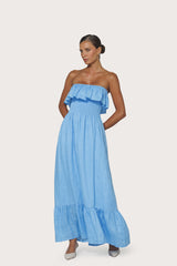 Pari Maxi Linen Dress in Neu Bleu