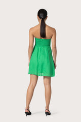 Talia Pintuck Linen Mini Dress in Kelly Green