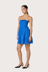Talia Linen Mini Dress in Atlantic Blue