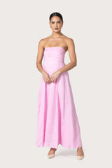 Talia Pintuck Linen Maxi Dress in Slipper