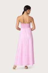 Talia Pintuck Linen Maxi Dress in Slipper
