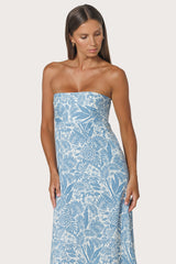 Timothy Strapless Poplin Dress in Botanical