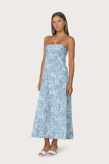 Timothy Strapless Poplin Dress in Botanical