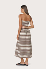 Dion Strapless Poplin Dress in Beachmark Stripe