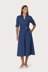 Connie Embroidered Poplin Shirt Dress in Byzantine