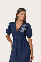 Coco Dress Embroidered Poplin Dress in Byzantine