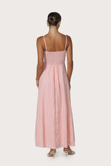 Elise Linen Dress in Pink Lady