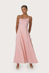 Elise Linen Dress in Pink Lady