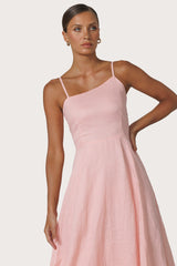 Elise Linen Dress in Pink Lady