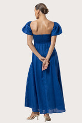 Amy Linen Maxi Dress in Sapphire