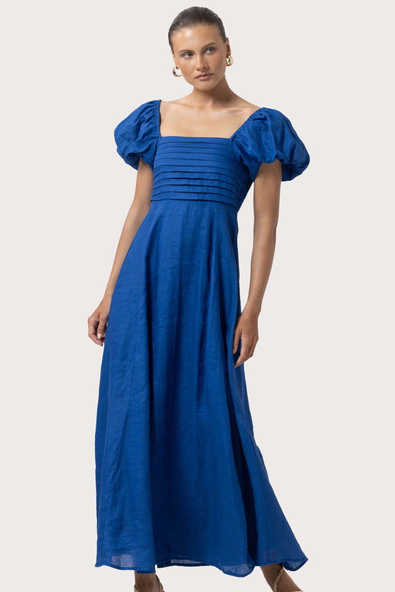 Amy Linen Maxi Dress in Sapphire