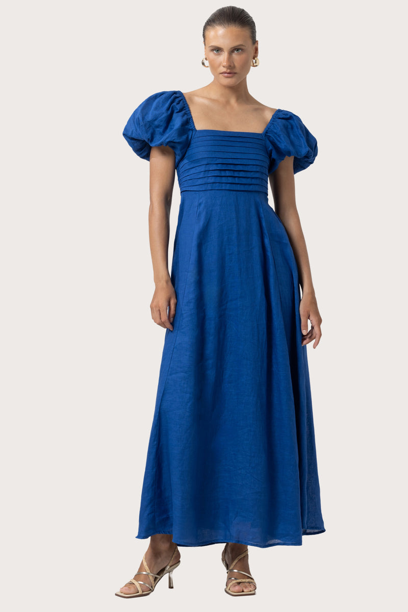 Amy Linen Maxi Dress in Sapphire