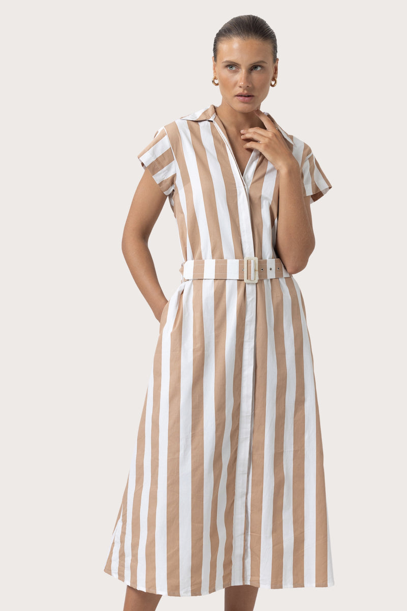 Cindy Poplin Dress in Halo Stripe