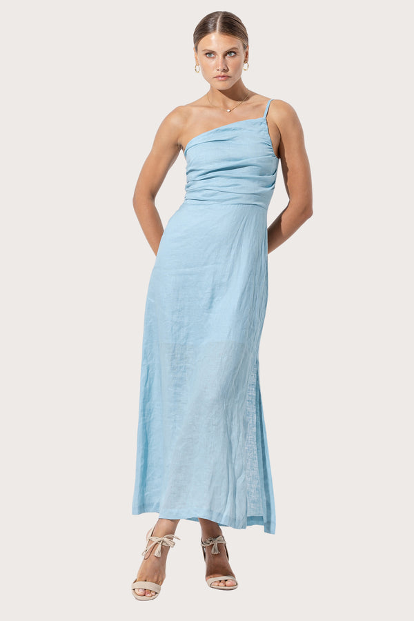 Poppy Linen Maxi Dress in Glacial