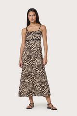 Candice Contrast Linen Maxi Dress in Zebra