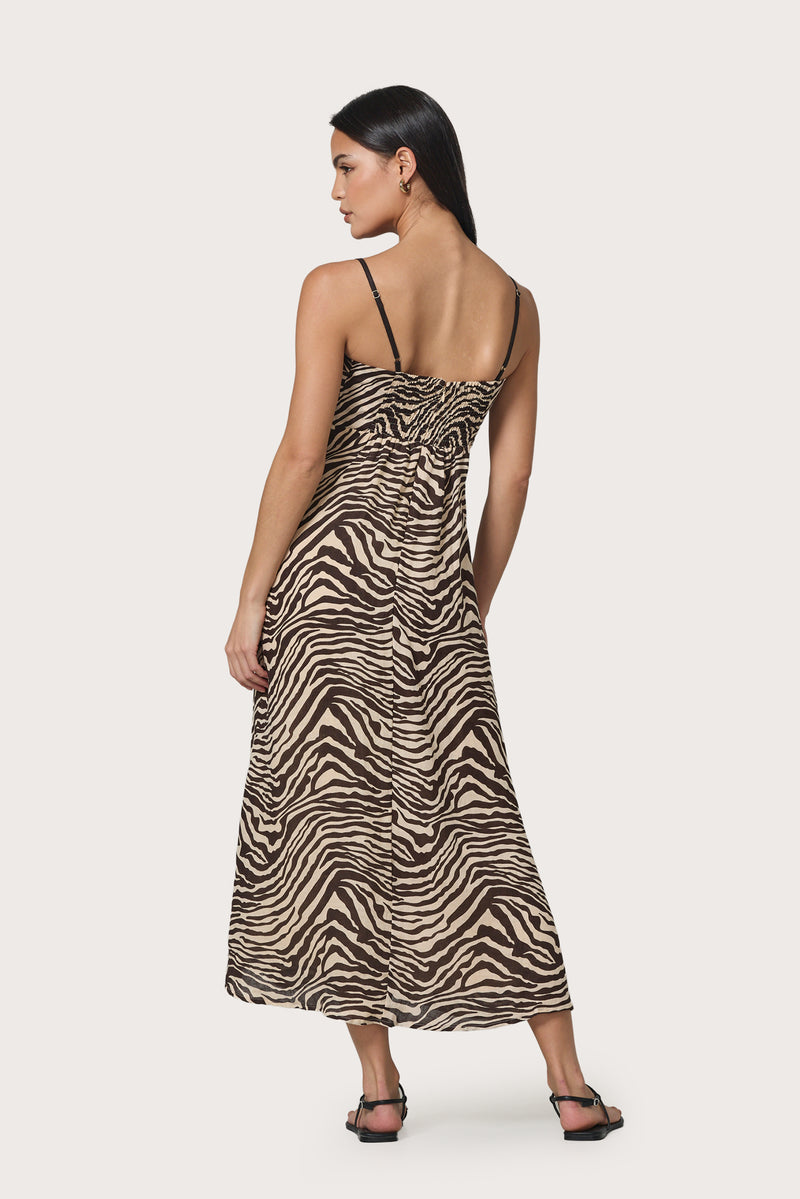 Candice Contrast Linen Maxi Dress in Zebra Lusana Candice Contrast Linen Maxi Dress in Zebra Lusana