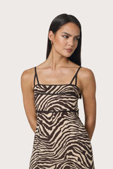 Candice Contrast Linen Maxi Dress in Zebra