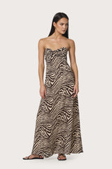 Melody Linen Maxi Dress in Zebra