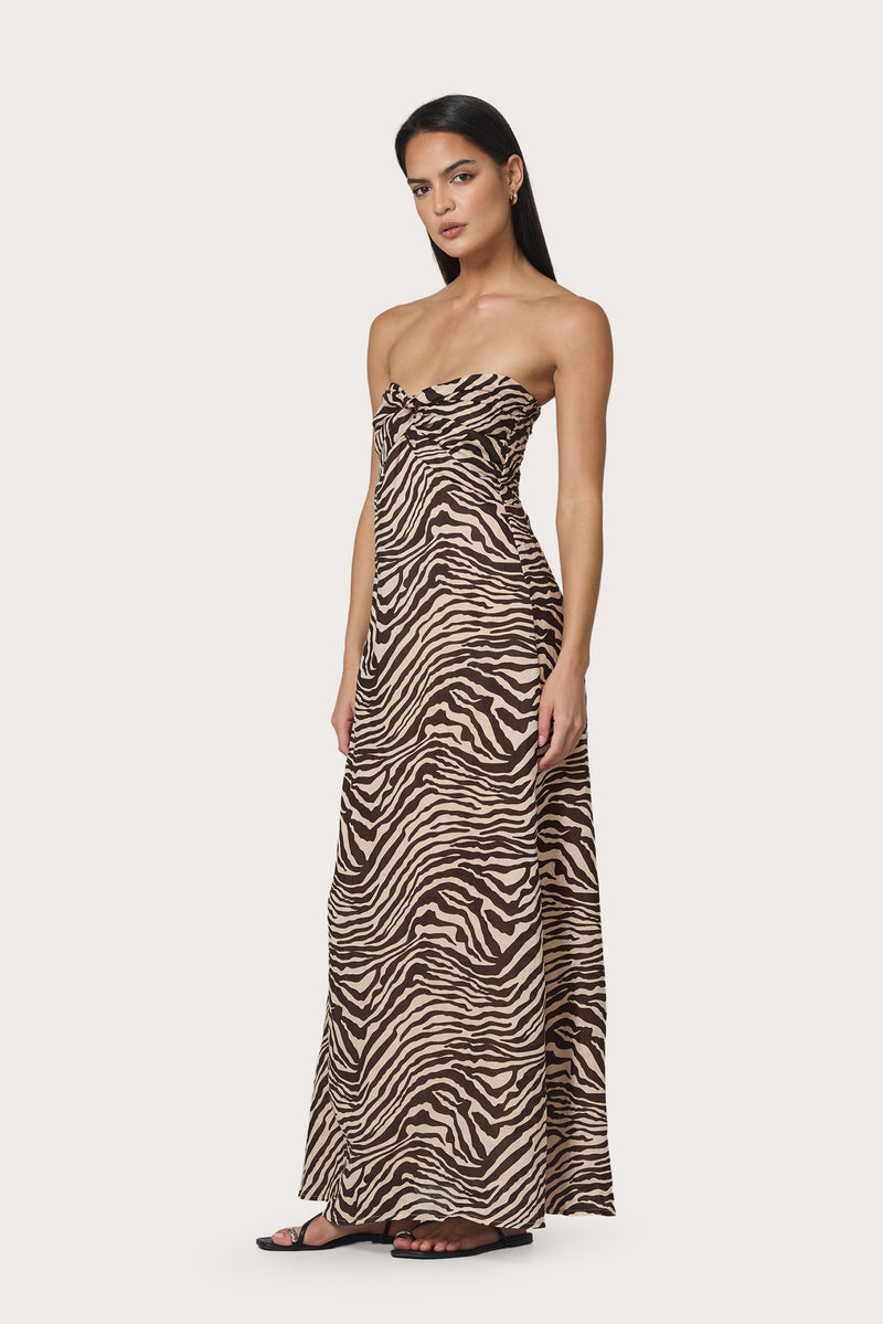Melody Linen Maxi Dress in Zebra – Lusana