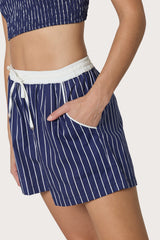 Donovan Poplin Short in Indigo Stripe