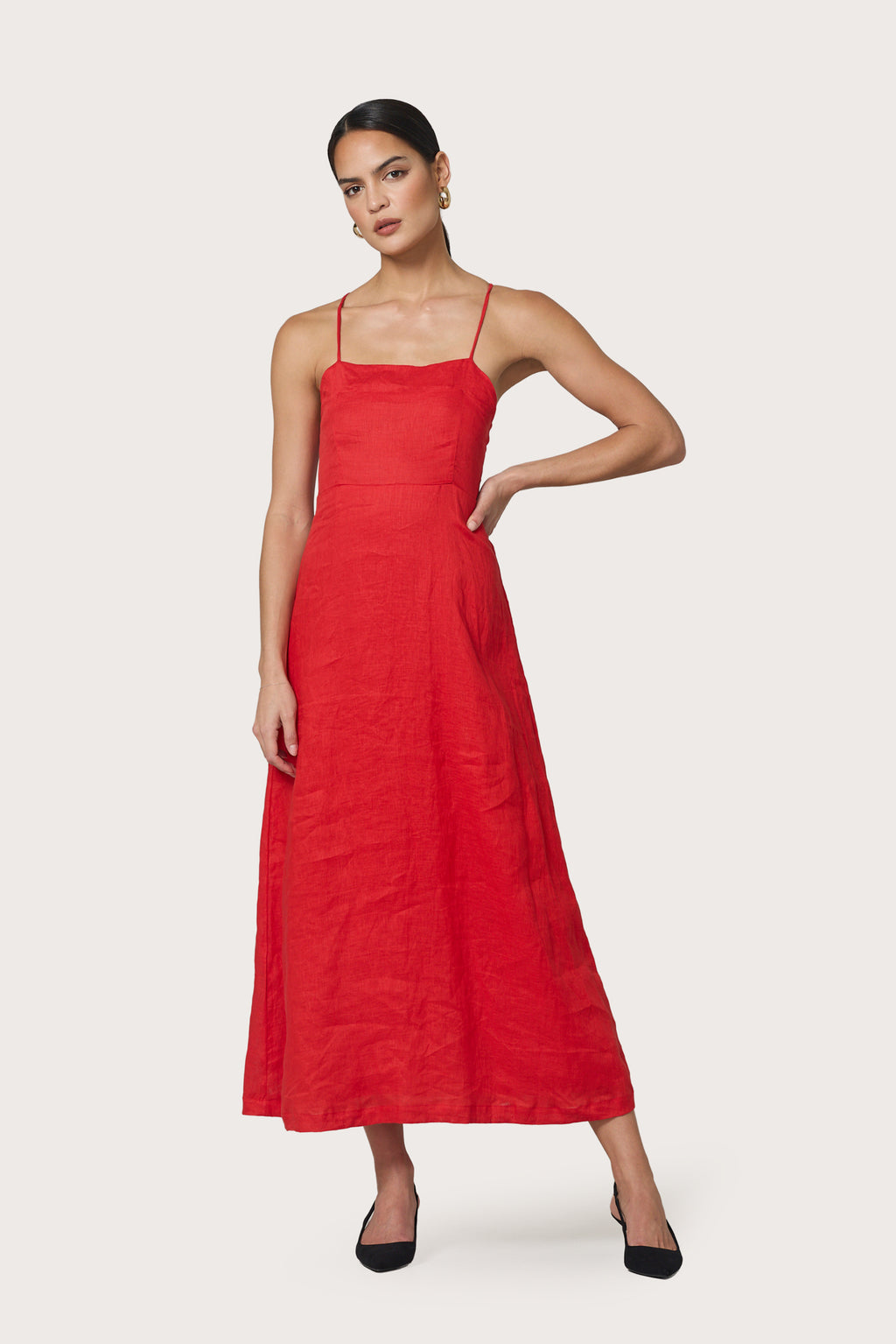 Nyla Linen Dress in Rouge Lusana Nyla Linen Dress in Rouge Lusana