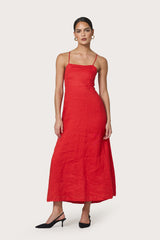 Nyla Linen Dress in Rouge